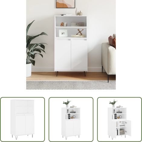 Buffet industriel -  Buffet haut Blanc 60x36x110 cm Bois d'ingénierie (1/5)