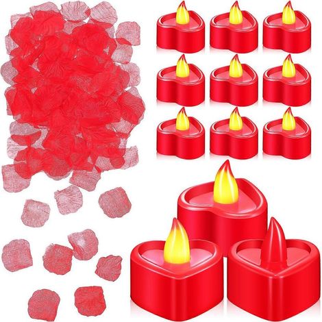 1 Set Rosenblätter, herzförmige Kerzen, romantische Dekoration für Heiratsanträge, Valentinstag, Rosenblätter – 4,50 x 4,00 x 2,00 cm (1/3)