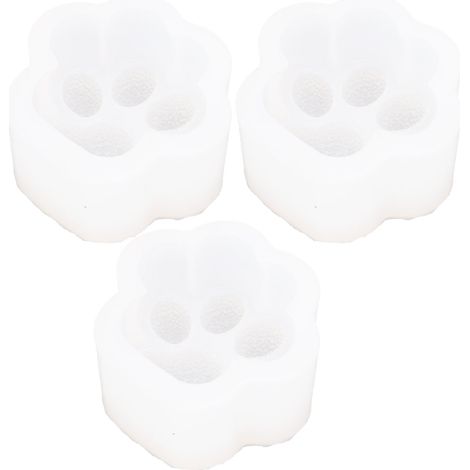 Lot de 3 moules en silicone patte de chat, haute élasticité, usage polyvalent pour pâtisserie, création de colliers et porte-clés DIY. (1/5)