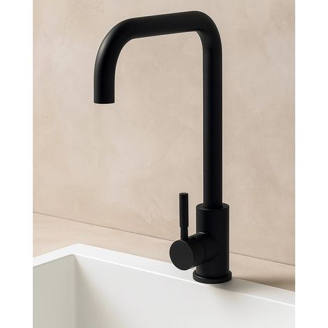 Exagonshop Miscelatore lavello cucina canna svedese nero opaco