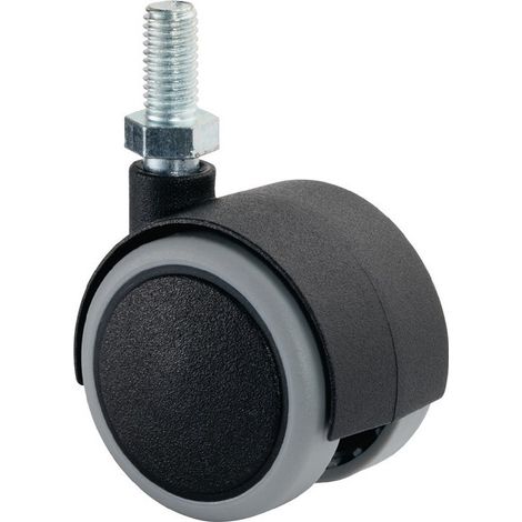 Rodillo doble de plástico de 50 mm de diámetro, 50 kg, M8 PA gris