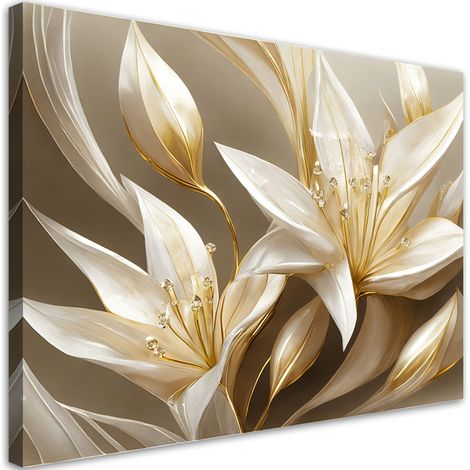 Tableau sur toile Tableau sur toile Lys en or 100x70 (1/5)