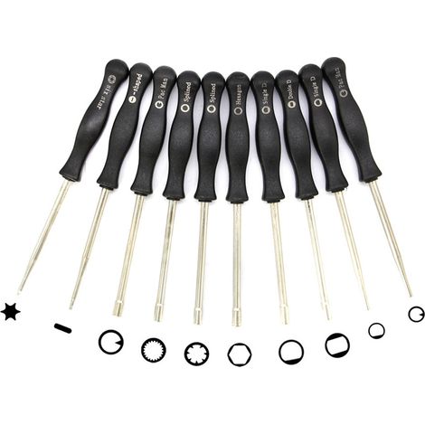 Set mit 10 Vergaser-Einstellschraubendrehern, Bürste und Lederetui (1/5)