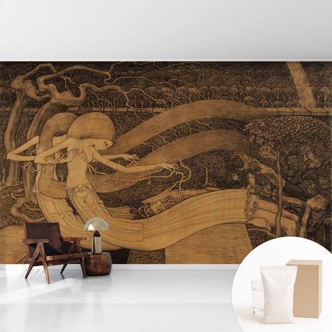 Tapete Tapete Vliestapete mit Kleber - Fototapete mit Motiv - Wandtapete modern - Wanddeko Surrealistische Figuren 416x254 cm (1/5)