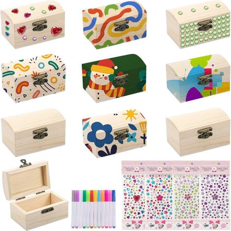 10er Set Kinder Schatztruhen Bastelset mit Diamantaufklebern (1/4)