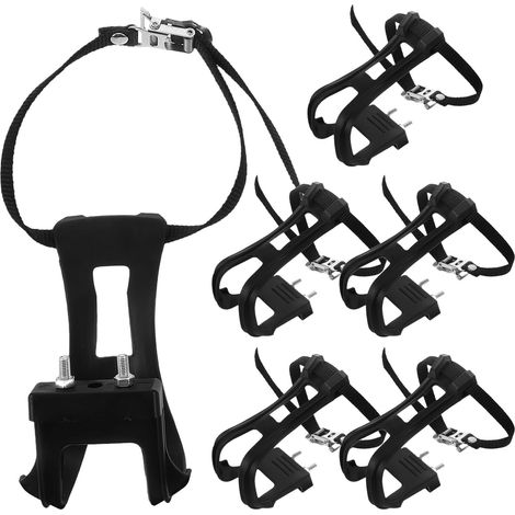 Lot de 6 cale-pieds et sangles en nylon avec support élastique pour pédales de vélo, pour l'entraînement et le VTT. (1/5)