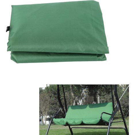 Housse pour balançoire de jardin 3 places, polyester imperméable vert, protection intempéries extérieure (1/5)