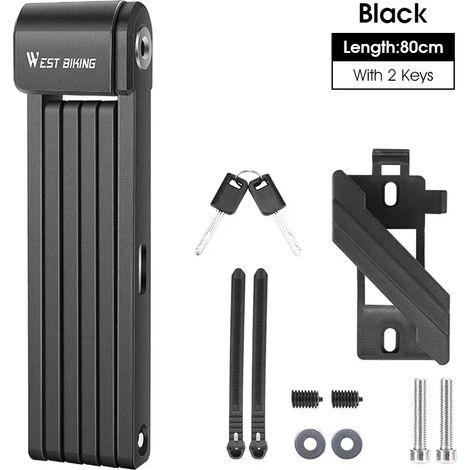 (80 cm, noir) Antivol pliable pour vélo, portable, sécurisé et antivol, convient aux motos et vélos électriques (1/5)