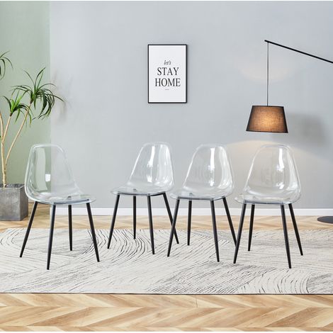 Esszimmerstuhl 4er-Set transparent mit Metallbeinen OKMYHOME (1/5)