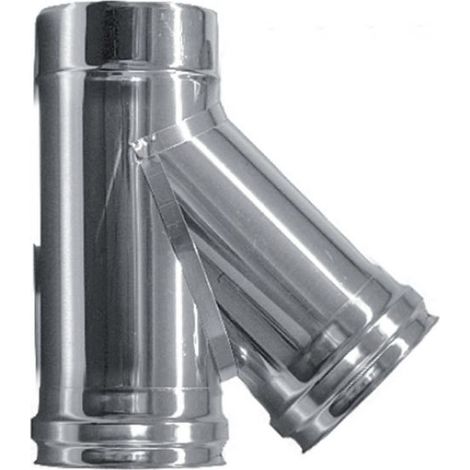 Cheminee double paroi isole raccord t 135 inox dn 100/150