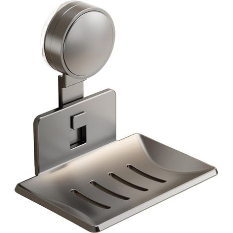 Boîte à savon robuste et durable avec ventouse, design simple, facile à transporter, pour la maison et l'hôtel, porte-savon, 2 pièces (1/5)