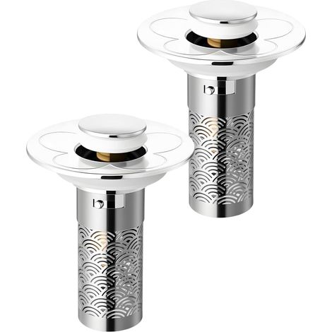 Juego de 2 filtros de desagüe para lavabo de baño – Tapón con recolector de pelo – Filtro de acero inoxidable, 8 x 6 cm (1/5)