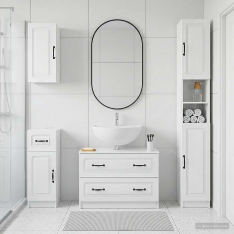 vidaXL 4 Piece Bathroom Cabinet Set UTRECHT High Gloss White (1/5)