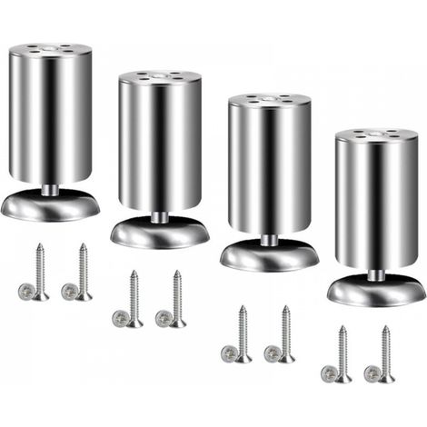 Pieds de meubles en acier inoxydable en quatre parties, adaptés aux bureaux, canapés, tables, pieds de meubles, 120 mm, argent (1/5)