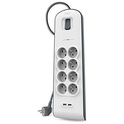Belkin BSV804CA2M regleta parasurtidas blanco y negro 8 tomas (1/3)