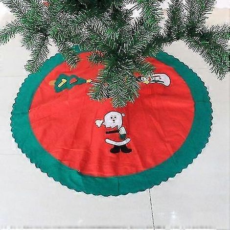 2 piezas de falda para árbol de Navidad de 90 cm con borde ondulado verde, de tela no tejida, para decoración navideña. (1/4)