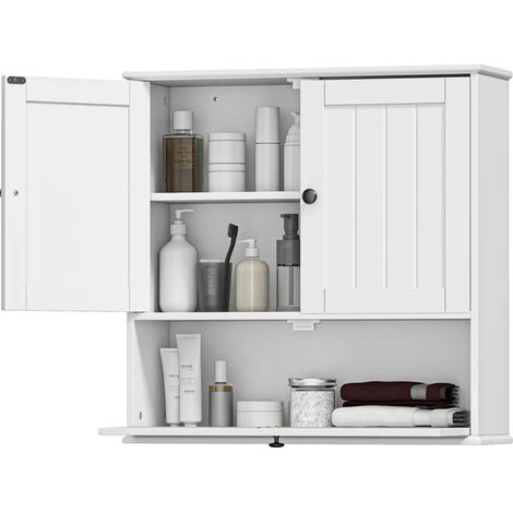 Armario de baño con estante ajustable, doble puerta, blanco. (1/5)