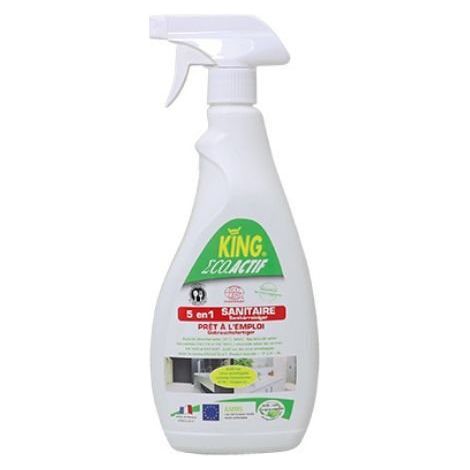 Nettoyant Sanitaire 5 en 1 King Eco Actif - Nettoyant Detartrant Degraissant - Acide Lactique - Menthe - 750ml