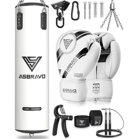 Sac de frappe pour adultes - 1,2 m - En polyuréthane - Gants de boxe lourds de 340,2 g - Pour MMA, Muay Thai, Kickboxing, entraînement à domicile, arts martiaux (non rempli) (1/5)