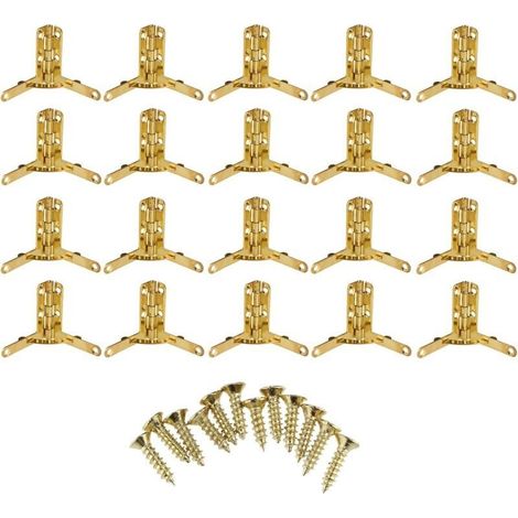 Lot de 20 mini charnières décoratives en bois avec attaches Doré (1/5)