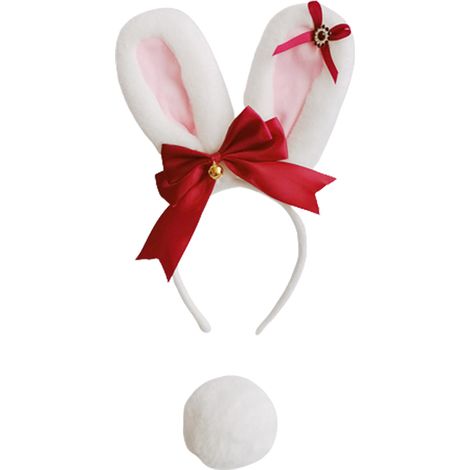 Bunny Ears Headband - Rabbit Tail Accessory - Easter Halloween Costume Set - Adjustable Wire Ears - Safety Pin Tail - 1 Piece (1/5)