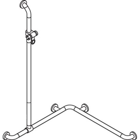 HEWI 801.35.99340 98 Duschhandlauf mit verschiebbarer Brausehalterstange suizidhemmend, Polyamid, senkrechte Länge 1250 mm, waagerechte Längen 762 mm, D: 33 mm, links- und rechts montierbar, in HEWI F (1/2)