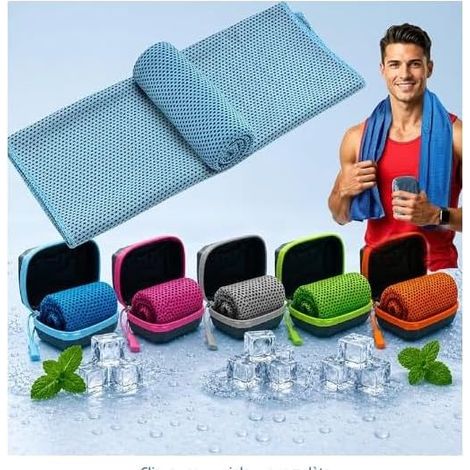 Kühlende Handtücher 30x80cm, mit EVA-Box, Mikrofaser, Sport/Fitness/Reise (B). (1/5)