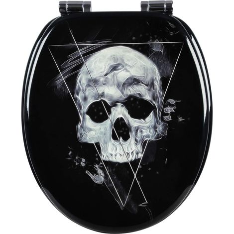 WOLTU Toilettensitz MDF mit Absenkautomatik Skull Black (1/5)