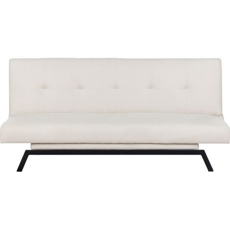 Sofá cama moderno tapizado en tela acolchado 3 plazas blanco crema Leeds