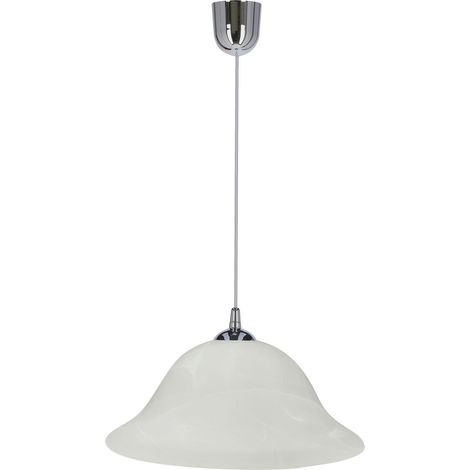 Suspension chrome abat-jour albâtre E27 Vera Candellux (1/3)
