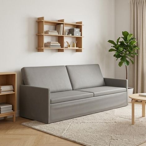 vidaXL Sofá de 3 plazas Gris Claro 220 x 81 x 82 cm (1/5)