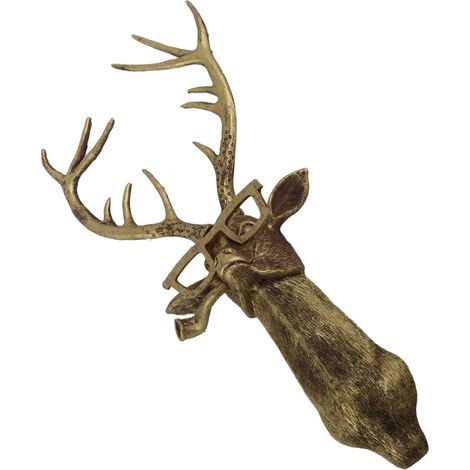 Décoration murale en résine imitation cuivre représentant un cerf, pour la maison, la chambre, le salon, la cheminée ou le bureau. (1/5)