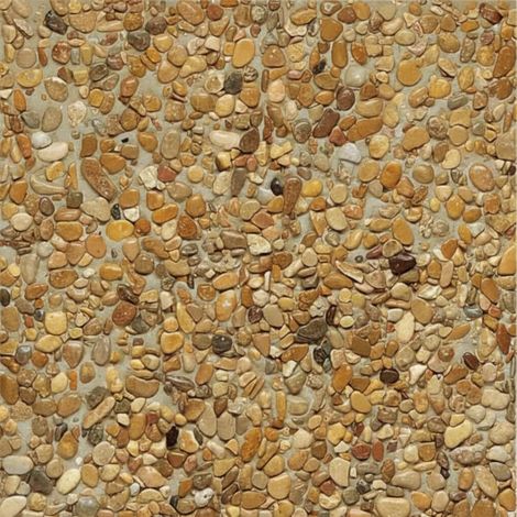Terrazo de Canto rodado PiedraViva / Amarillo / Pack 15 un (2.40 m2) / 40x40x4 cm - Piedra mediana - Fondo gris