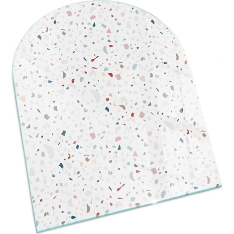 Plaque Rectangulaire de sol pour cheminée en verre trempé avec impression Motif avec petites formes 80x70 cm (1/5)