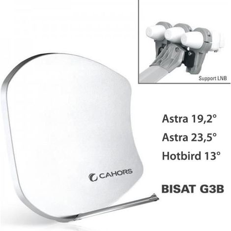 Antenne Multisatellite - CAHORS - SMC Bisat - 3 sorties - 3 LNB - Astra 19,2°/23,5°/Hotbird 13° (1/2)
