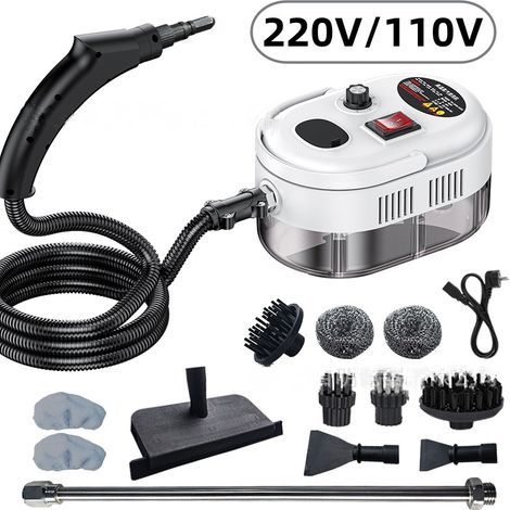Nettoyeur vapeur haute pression portable haute température 1 500 W pour joints, carrelage, voiture, cuisine et salle de bain (ensemble de luxe 13 pièces) - Blanc (1/5)