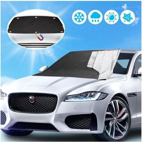 Pair Couverture Pare-Brise Voiture, avec crochet de fixation, avec coque de miroir, Bâche Pare Brise Protection Magnétique Couverture Repliable, Universelle Films de protection antigel pour Voiture An (1/4)