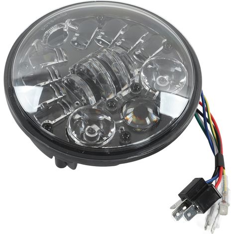 5,75-Zoll-LED-Motorradscheinwerfer, 6000 K Weiß, 3000 lm, universelle wasserdichte Optik mit Kühlkörper (1/5)