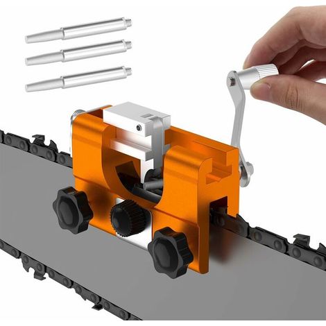 Affûteuse de Chaîne de Tronçonneuse, Aiguiseur de Chaîne de Tronçonneuse a manivelle, Chainsaw Chain Sharpening, Outil Affûteur de Chaîne pour Tronçonneuse Bûcheron et Jardinier (1/5)