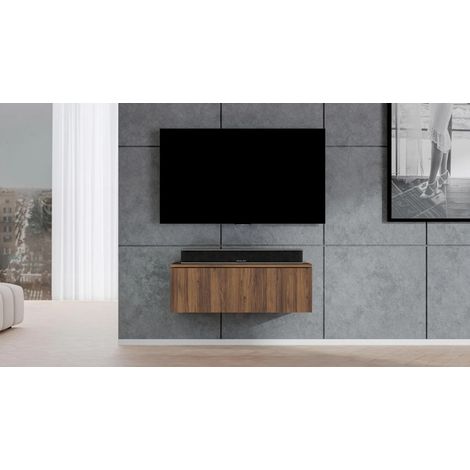 AX LIVING TV Board Loriano 100 cm – Hängendes Lowboard Nussbaum Warmia
