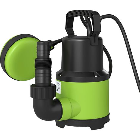 400-W-Schmutz-/Reinwasserpumpe, 9.000 l/h, Tauchpumpe für Abwasser, max. 7 m Fördertiefe, fördert Partikel bis 15 mm, Schwimmerschalter, grün