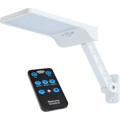 Lampe solaire murale de jardin 48L-ED avec télécommande, 3 modes, détecteur de mouvement PIR, étanche IP65 (1/2)