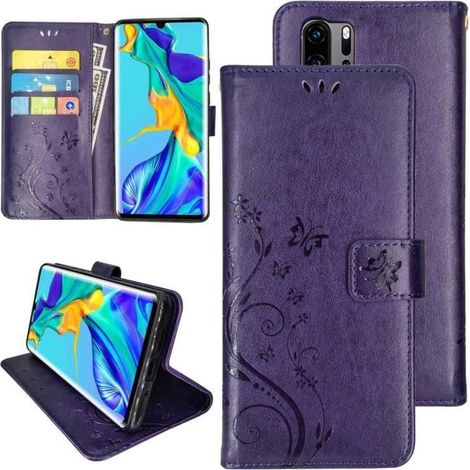 Etui Huawei P30 Pro Etui Cuir Huawei P30 Pro Flip Cover Avec Fonction Stand Et Fentes De Carte De Crédit Flexible Souple Tpu (1/4)