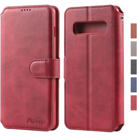 Coque Galaxy S10 5G, Etui Portefeuille en Cuir PU Premium Flip Cover avec Stand Housse pour Samsung Galaxy S10 5G - Rouge-Ywey