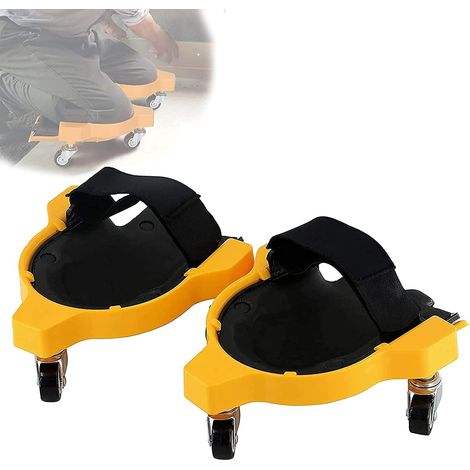 Juego de 2 rodilleras flexibles con ruedas para jardinería y obras de construcción - Amarillo (1/5)