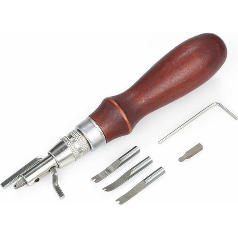 Green Mobility-5 en 1 Stitching Groover et Croissant Beveler, DIY Watchcraft Ensembles Cuir & Creas Cuir, Tool a main en bois et acier, Brown (1/5)