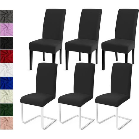 Stuhlhussen 6er Set, Stretch Stuhlbezüge für Esszimmer, Hotel, Hochzeit, Dunkelgrau (1/5)