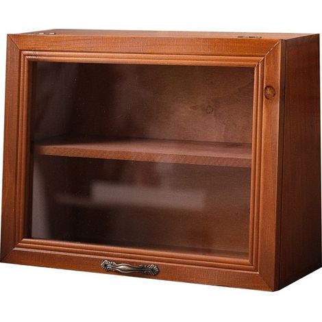 Doppelwandige Vitrine aus Kiefernholz, ideal zur Präsentation von Sammlerstücken, Fotos und Souvenirs. Maße: 30 × 23 × 12 cm (1/5)
