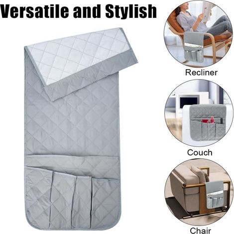 1 pièce de sac de rangement suspendu pour accoudoir de canapé multi-poches, adapté pour livres, tablettes et télécommandes, pour salon, couleur gris. (1/5)