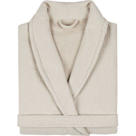 Peignoir nid d'abeille NATURAL col châle S